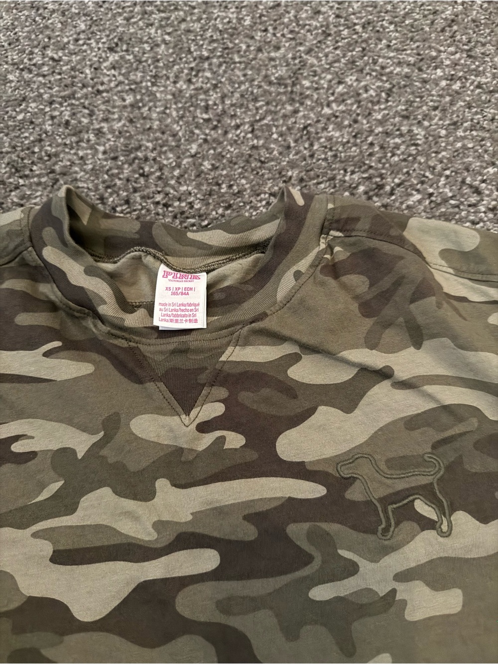 PINK Victoria's Secret Olive Green Camo Short Sleeve Tee - Picture 2 of 2